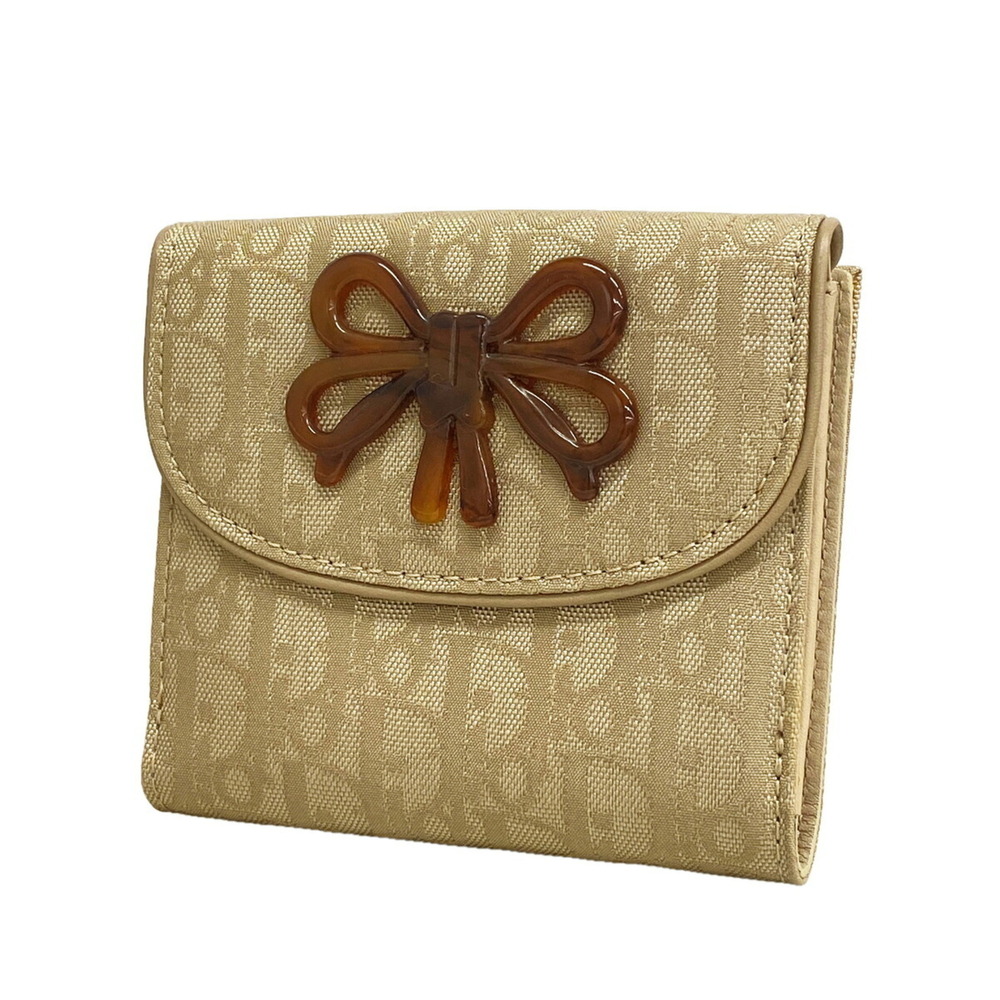Christian Dior Trotter Nylon Wallet, Beige, Women's